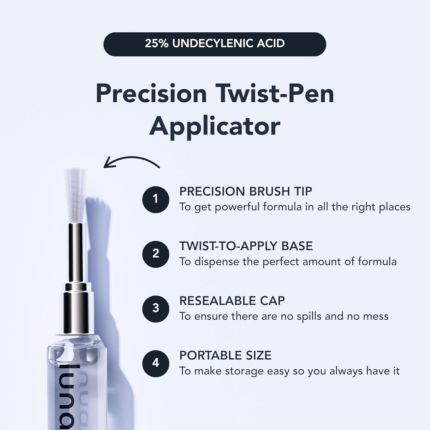 Lunavia Antifungal Pen – Cures Most Athlete’s Foot, Jock Itch, and Ringworm - 25% Undecylenic Acid with added Tea Tree, Jojoba, Clove Bud Oils & Aloe - 3-Pack Twist Pen (9ML Volume)